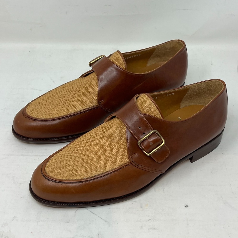 Ralph Lauren Monkstrap Dress Shoes 9.5D – Leather & Woven Straw Detail, VTG New‎